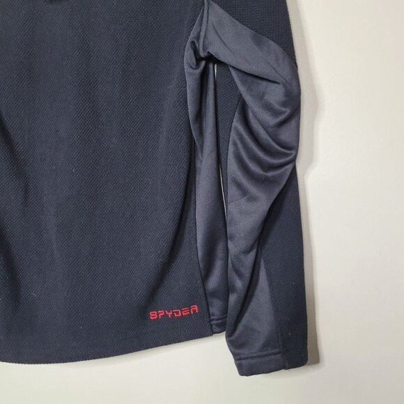 Spyder Quarter Zip Pullover Black Red Mens Lightweight Medium Long Sleeve Hood - Picture 7 of 11